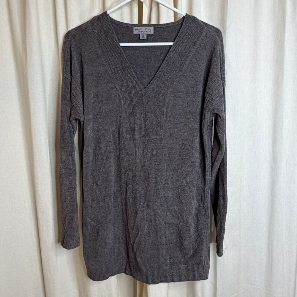 Barefoot Dreams CozyChic Ultra Lite V-Neck tunic sweater mineral size small